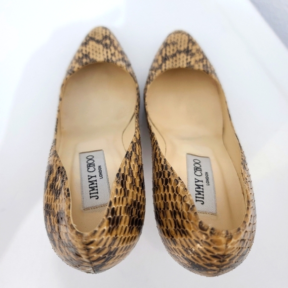 Jimmy Choo London Romy Snakeskin Platform Heels - Picture 7 of 14